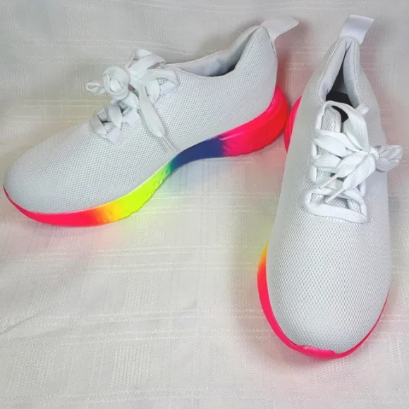 SHOES Women Sneakers Rainbow White Lightweight Casual Shoes Size 7 - Picture 11 of 13